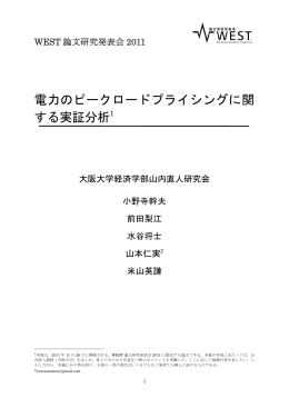 電力のピークロードプライシングに関する実証分析