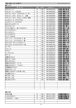 取扱い商品一覧 【お菓子】 ブルボン 商 品 名 入数 JANコード ブラン