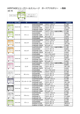 HERITAGEシリーズツールストレージ ガードアクセサリー 一覧表