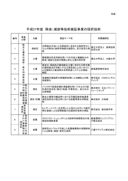 平成27年度 除染・減容等技術実証事業の採択技術一覧 [PDF 101 KB]