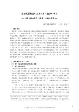 技能実習制度の立法化と入管法の改正