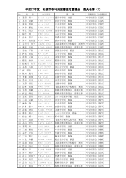 平成27年度 札幌市教科用図書選定審議会 委員名簿（1）