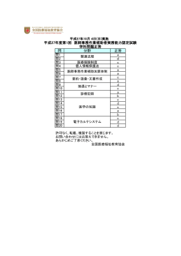 問 分野 正答 平成27年度第1回 医師事務作業補助者実務能力認定試験