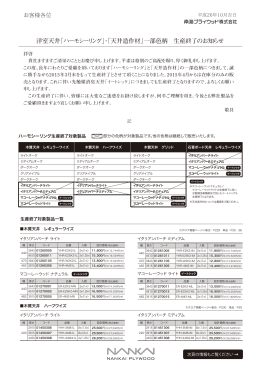洋室天井「ハーモシーリング」・「天井造作材」一部色柄 生産終了のお知らせ