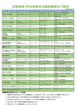 図書館等広域利用にあたってのお願い