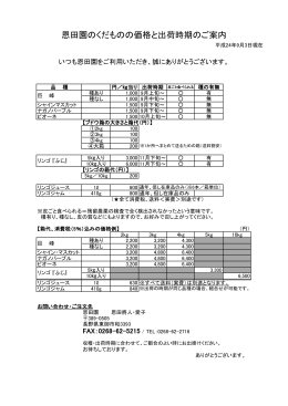 恩田園の価格と出荷時期／注文書（PDF）