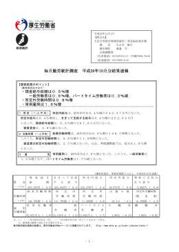 毎月勤労統計調査 平成26年10月分結果速報