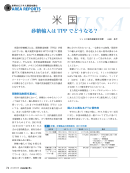 砂糖輸入はTPP でどうなる？