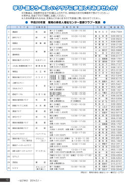 学び・語ろう・楽しいクラブに参加してみませんか！
