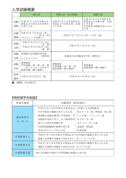 入学試験概要 - 北海道大谷室蘭高等学校
