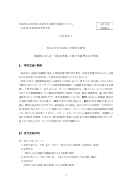 小松登志子 地圏熱エネルギー利用を考慮した地下水管理手法の開発