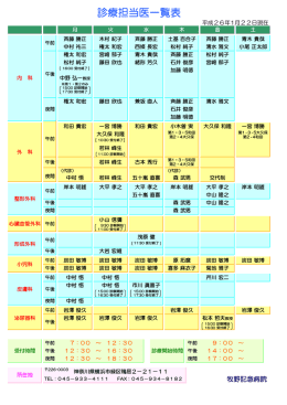 診療担当医一覧表