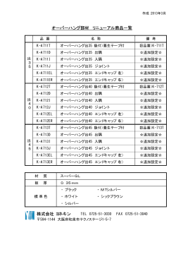 オーバーハング部材 リニューアル商品一覧 株式会社 ヨネキン