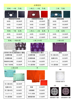 三級奴袴 正服装束 三級 冬袍 二級上・二級 冬袍 特級・一級 冬袍 二級