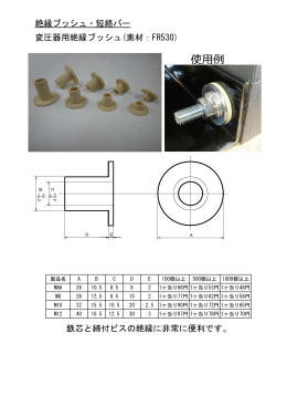 絶縁ブッシュ・短絡バー 変圧器用絶縁ブッシュ(素材：FR530) 鉄芯と締付