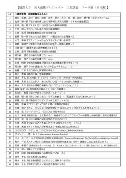 【麗澤大学 高大連携プロジェクト 出張講義 コード表（早見表）】