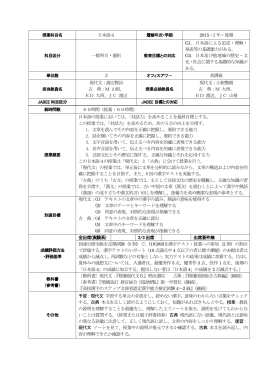 日本語4 2015・2 年・後期 一般科目・選択 G1．日本語による記述・理解