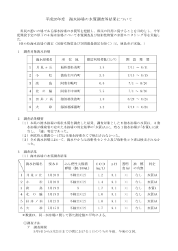 平成26年度 海水浴場の水質調査等結果について