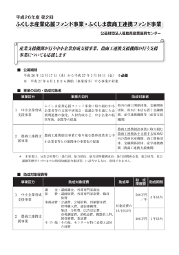 ふくしま産業応援ファンド事業・ふくしま農商工連携ファンド事業
