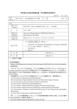 特別重点化資金成果報告書（学生国際学会等参加）