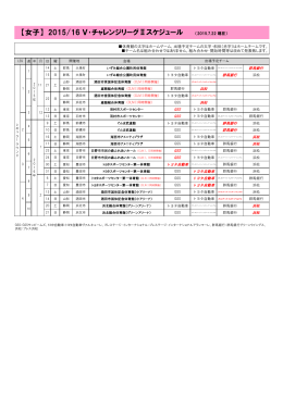 【女子】 2015/16 V・チャレンジリーグⅡスケジュール （2015.7.22 現在）