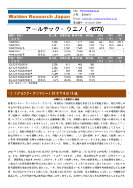 アールテック・ウエノ（4573） - 株式会社ウォールデンリサーチジャパン
