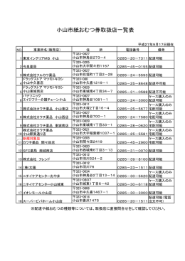 小山市紙おむつ券取扱店一覧表