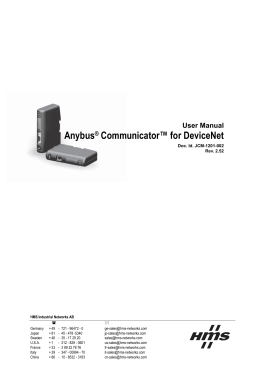 Anybus&reg; Communicator&trade; for DeviceNet User Manual