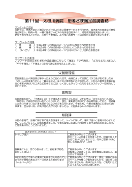 第10回 太田川病院 患者さま満足度調査結 第11回 太田川病院 患者さま