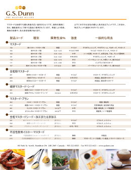 製品コード 種別 揮発性油％ 強度 一般的な用法 マスタード 全粒粉