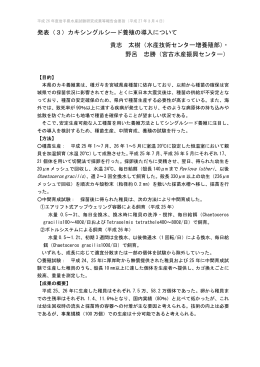 発表（3）カキシングルシード養殖の導入について 貴志 太樹