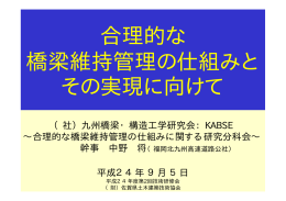 合理的な 橋梁維持管理の仕組みと その実現に向けて