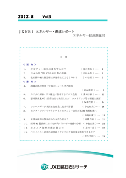 2012．8 Vol.5 JXNRI エネルギー・環境レポート エネルギー経済調査部