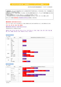 四日市市少年自然の家 食堂提供メニューのアレルゲン情報について