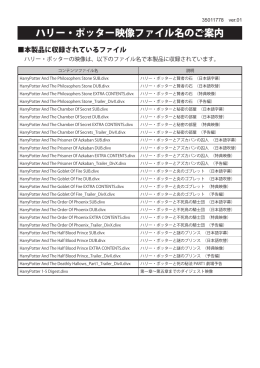 ハリー・ポッター映像ファイル名のご案内