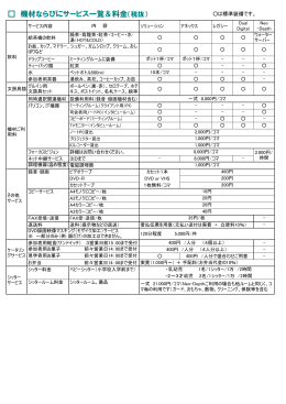 機材ならびにサービス一覧＆料金（税抜）
