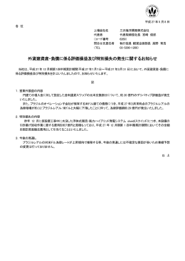 外貨 貨建資産・ ・負債に係 係る評価損 益及び特 別損失の