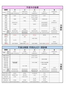 当 番 医 午後は検査・手術および一部診療 午前中の診療 当 番 医