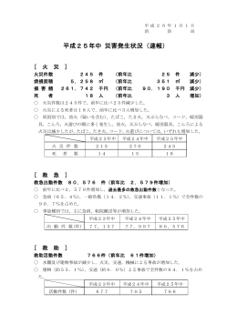 平成25年中 災害発生状況（速報）