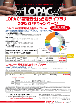 LOPAC®薬理活性化合物ライブラリー 20% OFFキャンペーン