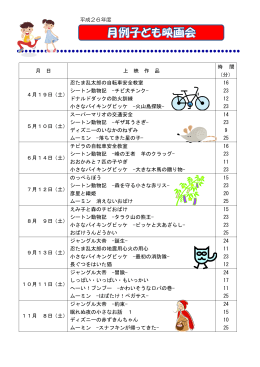 平成26年度 月 日 上 映 作 品 時 間 （分） 4月19日（土） 忍たま乱太郎の