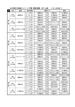 B 月日 会場 審判 1 9：30～ 高野SSS VS 羽鳥SSS 六ツ野SSS 2 10：15