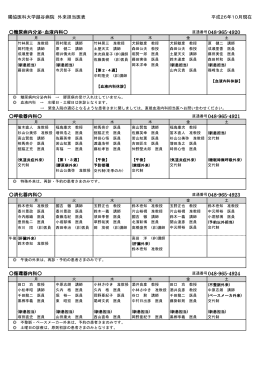 獨協医科大学越谷病院 外来担当医表 平成26年10月現在 糖尿病