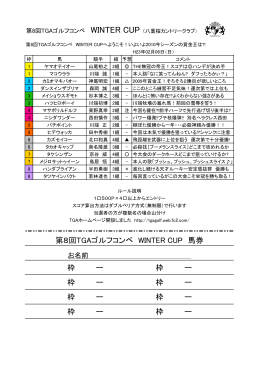 第8回TGAゴルフコンペ WINTER CUP 馬券 枠 ー 枠 ー 枠