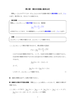 第2節 微分の定義と基本公式