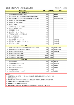 販売表 【鉄道フェスティバル（日比谷公園）】