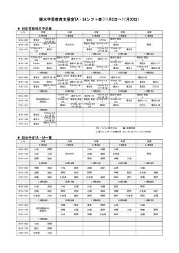 陵水学習教育支援室TA・SAシフト表(11月2日～11月30日)