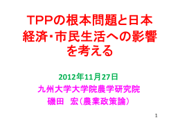 TPPの根本問題と日本 経済・市民生活への影響 を考える