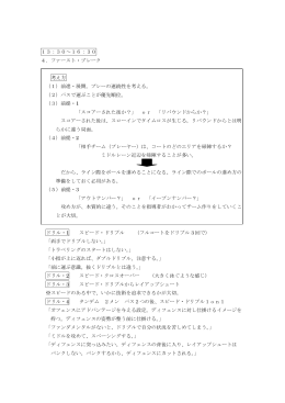 13：30～16：30 4．ファースト・ブレーク 考え方 （1）前進・展開。プレーの
