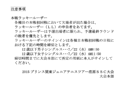 注意事項 本戦ラッキールーザー 本戦ラッキールーザー 各種目の本戦